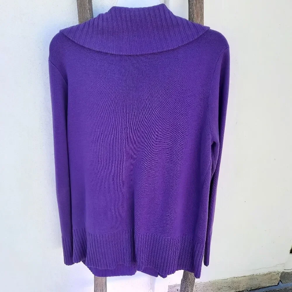 Chico's royal purple knit button down cardigan sweater women's size 3 (XL)